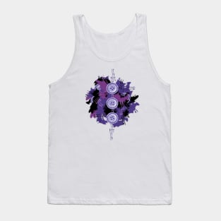 Abstract Button Textile Stitches Design Tank Top